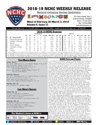 2018-19 Nchc Weekly Release