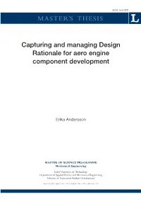 Capturing and Managing Design Rationale for Aero Engine Component Development