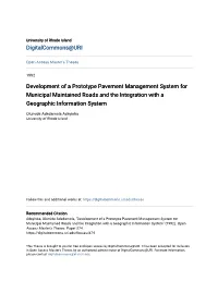 Development of a Prototype Pavement Management System for Municipal Maintained Roads and the Integration with a Geographic Information System