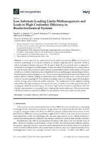 Low Substrate Loading Limits Methanogenesis and Leads to High Coulombic Efﬁciency in Bioelectrochemical Systems