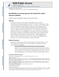 Identification of Common Genetic Risk Variants for Autism Spectrum Disorder