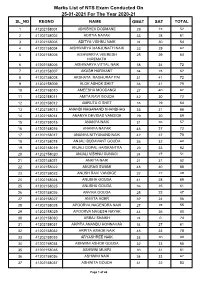Marks List of NTS Exam Conducted on 25-01-2021 for the Year 2020-21 SL NO REGNO NAME GMAT SAT TOTAL