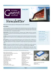 Newsletter Welcome to the Spring Issue of the Gwent Archives Newsletter
