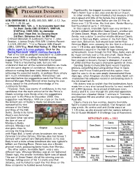 PEDIGREE INSIGHTS Park's Sprint Cup--A Race Also Won by Green Desert