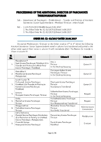 Proceedings of the Additional Director of Panchayats Thiruvananthapuram
