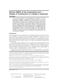 Section 588FA of the Corporations Act – Change of Wording but No Change to Meaning? Tina Hoyer*
