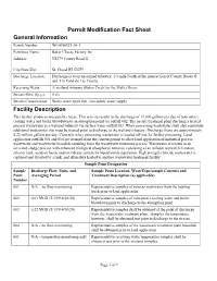 WPDES Permit Fact Sheet for Baker Cheese Factory WI-0050521-10-1