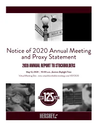 2020 Proxy Statement and 2019 Annual Report