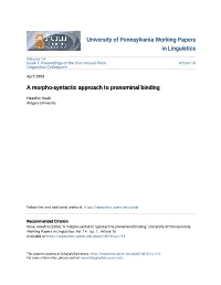 A Morpho-Syntactic Approach to Pronominal Binding