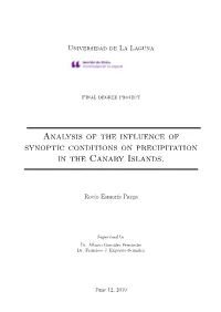 Analysis of the Influence of Synoptic Conditions on Precipitation in the Canary Islands