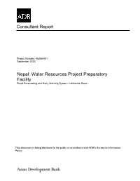 Consultant Report Nepal: Water Resources Project Preparatory Facility