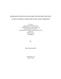 Divergence in Cebuano and English Code-Switching Practices