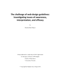 The Challenge of Web Design Guidelines: Investigating Issues of Awareness, Interpretation, and Efficacy