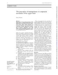 The Principles of Management of Congenital Anomalies of the Upper Limb