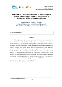 The Role of Local Governments in Increasing the Human Development Index As a Barometer in Achieving Sdgs in Boalemo District