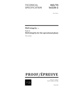 Well Integrity for the Operational Phase