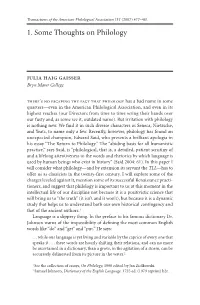 1. Some Thoughts on Philology