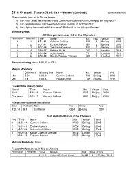 2016 Olympic Games Statistics