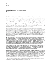 CBD Thematic Report on Forest Ecosystems