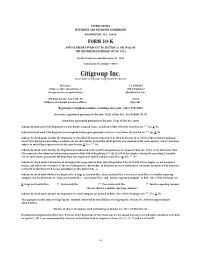 Citigroup Inc. (Exact Name of Registrant As Specified in Its Charter)