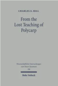 From the Lost Teaching of Polycarp. Identifying Irenaeus