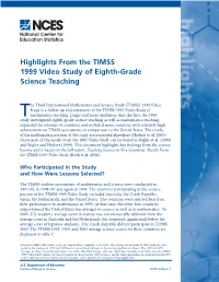 Highlights from the TIMSS 1999 Video Study of Eighth-Grade Science Teaching