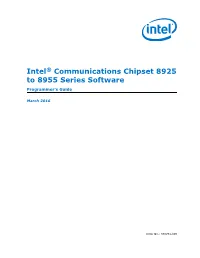 Intel® Communications Chipset 8925 to 8955 Series Software Programmer's Guide