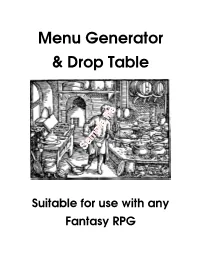 Menu Generator & Drop Table