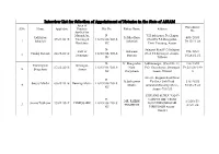 Interview List for Selection of Appointment of Notaries in the State of ASSAM Area of Enrollment S.No Name Appl.Date Practice File No