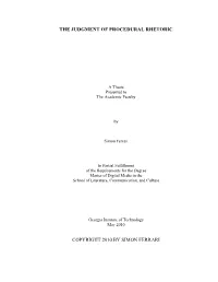 The Judgment of Procedural Rhetoric