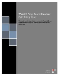 Wasatch Front South Boundary Path Rating Study