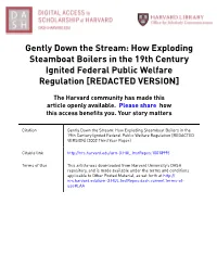 Gently Down the Stream: How Exploding Steamboat Boilers in the 19Th Century Ignited Federal Public Welfare Regulation [REDACTED VERSION]