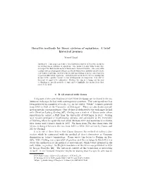 Iterative Methods for Linear Systems of Equations: a Brief Historical Journey