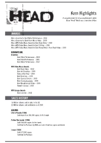 Korn Highlights a Comprehensive List of Accomplishments While Brian "Head" Welch Was a Member of Korn
