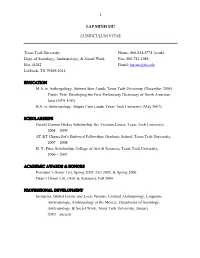LAP MINH SIU CURRICULUM VITAE Texas Tech University Phone: 806