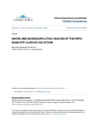 Macro and Microscopic Lithic Analysis of the Pinto Basin Site Ca-Riv-52 Collection