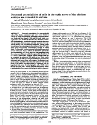 Neuronal Potentialities of Cells in the Optic Nerve of the Chicken Embryo