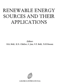 Renewable Energy Sources and Their Applications