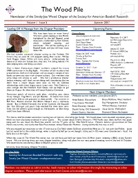 Smoky Joe Wood CT SABR Chapter Summer 2017 Newsletter V2