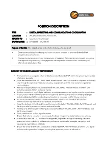 Digital Marketing and Communications Job Description