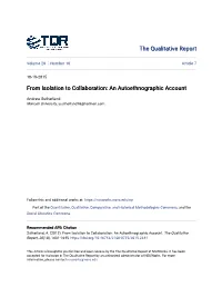 From Isolation to Collaboration: an Autoethnographic Account