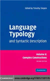 Language Typology and Syntactic Description: Volume II
