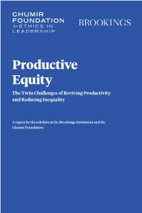 Productive Equity the Twin Challenges of Reviving Productivity and Reducing Inequality