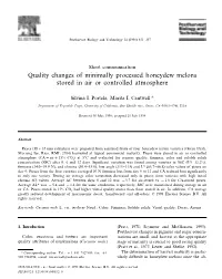Quality Changes of Minimally Processed Honeydew Melons Stored in Air Or Controlled Atmosphere