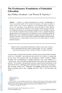 The Exclusionary Foundations of Embedded Liberalism Sara Wallace Goodman and Thomas B