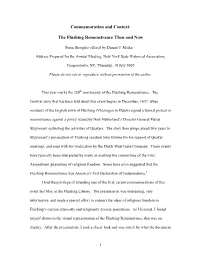 Commemoration and Context: the Flushing Remonstrance Then And