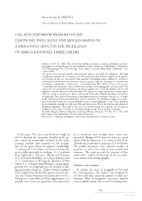The Atoconeura Problem Revisited: Taxonomy, Phylogeny and Biogeography of a Dragonfly Genus in the Highlands of Africa (Odonata, Libellulidae)