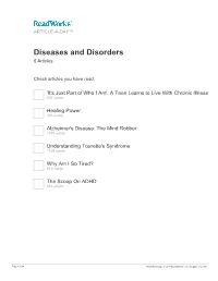 Diseases and Disorders 6 Articles