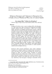 Religious Harmony and Tolerance in Disruption Era: a Study of Local Wisdom in Watu Asa of Central Sumba