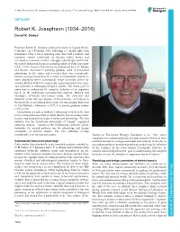 Robert K. Josephson (1934–2016) Darrell R